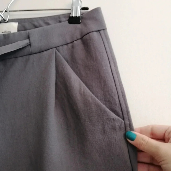 Aritzia Wilfred Allant Crepe Cropped Gray Trouser Pants Neutral Professional 2 - Picture 6 of 16